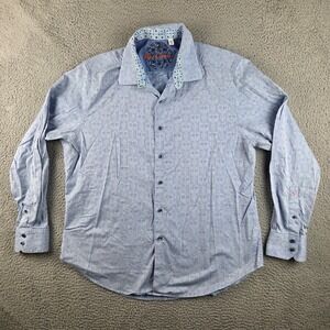 Robert Graham Shirt Mens 2XL Blue Geometric Classic Fit